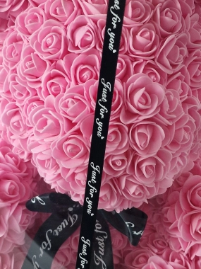 Luxusní medvídek z růží v dárkové krabici 40cm růžový