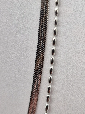 K10 Dámský náhrdelník řetízek na krk dvojitý oválek stříbrná barva