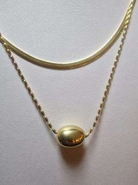 K11 Dámský náhrdelník řetízek na krk dvojitý oválek zlatá barva