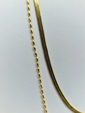 K11 Dámský náhrdelník řetízek na krk dvojitý oválek zlatá barva