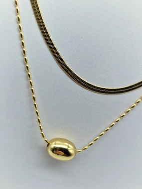 K11 Dámský náhrdelník řetízek na krk dvojitý oválek zlatá barva