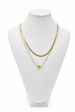 K11 Dámský náhrdelník řetízek na krk dvojitý oválek zlatá barva