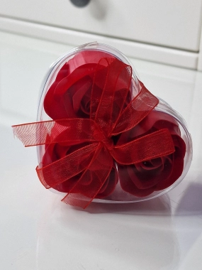 Mýdlové růže do vany – srdíčko (3 ks) červené