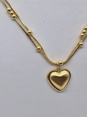 K12 Dámský náhrdelník řetízek na krk dvojitý srdíčko zlatá barva