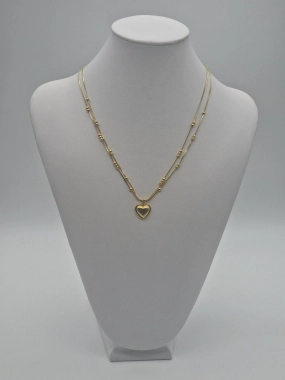 K12 Dámský náhrdelník řetízek na krk dvojitý srdíčko zlatá barva