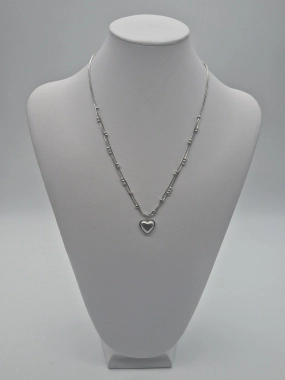 K13 Dámský náhrdelník řetízek na krk dvojitý srdíčko stříbrná barva