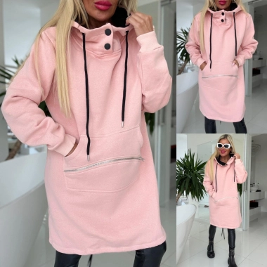 Dámská teplá klokanní mikina Anita kapuce růžová