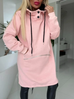 Dámská teplá klokanní mikina Anita kapuce růžová