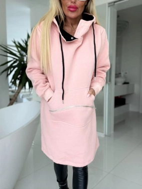 Dámská teplá klokanní mikina Anita kapuce růžová