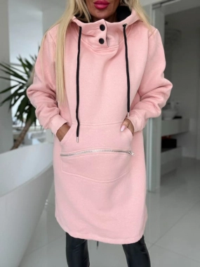 Dámská teplá klokanní mikina Anita kapuce růžová