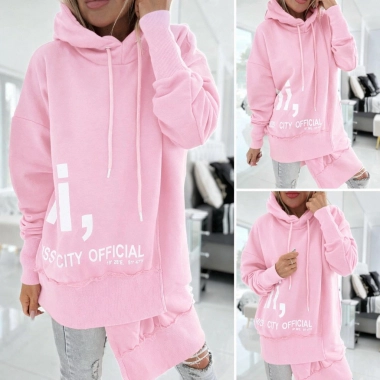 Dámská mikina Official s kapucí bavlněná růžová