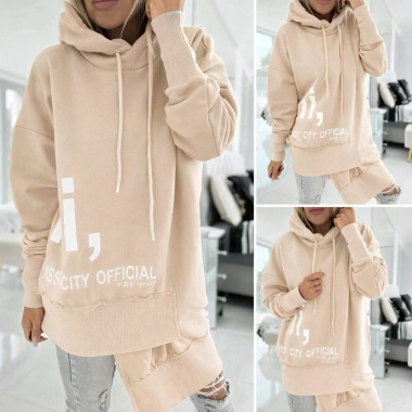 Dámská mikina Official s kapucí bavlněná béžová