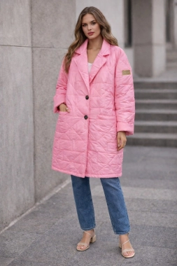 Prošívaná dámská bunda na knoflíky Luxury růžová