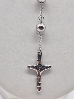 Masivní růženec chirurgická ocel - stříbrný 96g