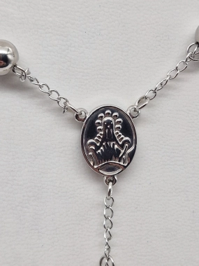 Masivní růženec chirurgická ocel - stříbrný 96g