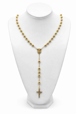 Masivní růženec pozlacená chirurgická ocel 96g