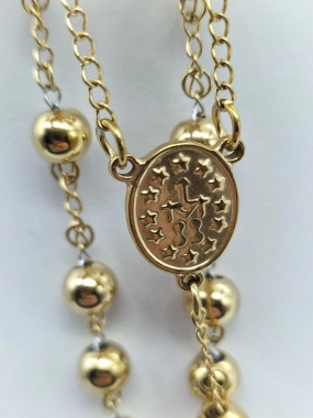 Masivní růženec pozlacená chirurgická ocel 96g