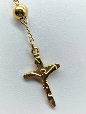 Masivní růženec pozlacená chirurgická ocel 96g