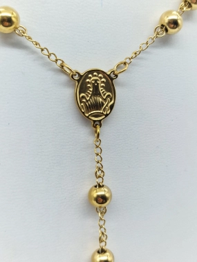 Masivní růženec pozlacená chirurgická ocel 96g