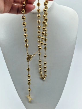 Masivní růženec pozlacená chirurgická ocel 96g