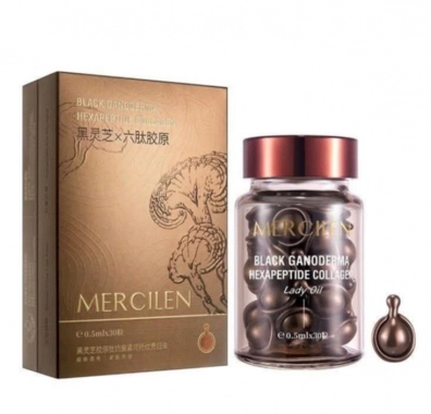 MERCILEN olejové kapsle s výtažkem z černé ganodermy a hexapeptidem pro intenzivní péči o pleť  30 ks ROZBALENO