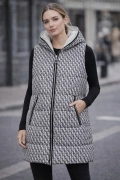 Prošívaná dámská vesta s kapucí New Collection bílá vzor