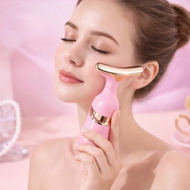 GuShiYuTa vibrační přístroj na obličej a krk – liftingový kosmetický set 3 v 1 pink