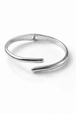 N4 Nádherný dámský náramek oversize stříbrná barva hladký