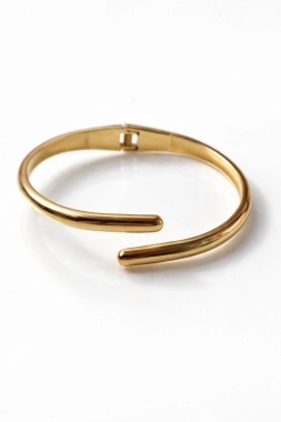 N3 Nádherný dámský náramek oversize zlatá barva hladký