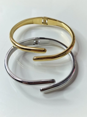 N3 Nádherný dámský náramek oversize zlatá barva hladký