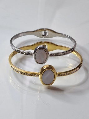 N6 Nádherný dámský náramek Perla zlatá barva zirkony