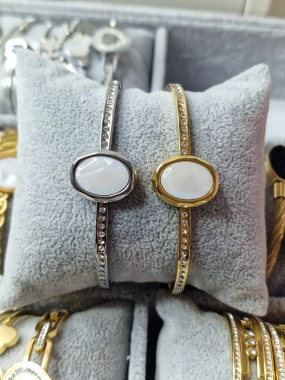 N5 Nádherný dámský náramek Perla stříbrná barva zirkony