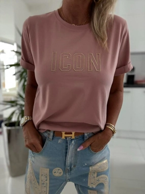 Dámské bavlněné triko tričko ICON růžovopudrová barva