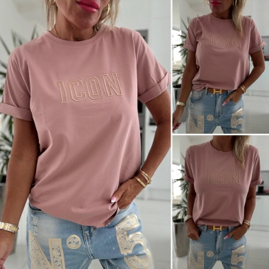 Dámské bavlněné triko tričko ICON růžovopudrová barva