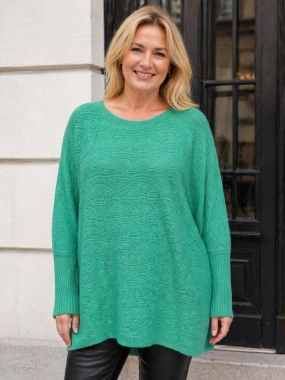Lehký zelený svetřík halenka pletený se vzorem