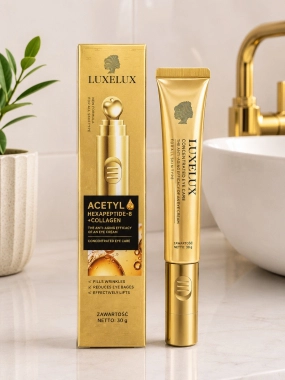 LUXELUX Acetyl Hexapeptide-8 + Collagen protivráskový oční krém s masážním přístrojem 30 g