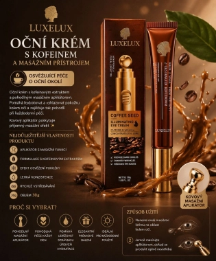 LUXELUX Coffee oční krém s kofeinem s masážním přístrojem 30 g