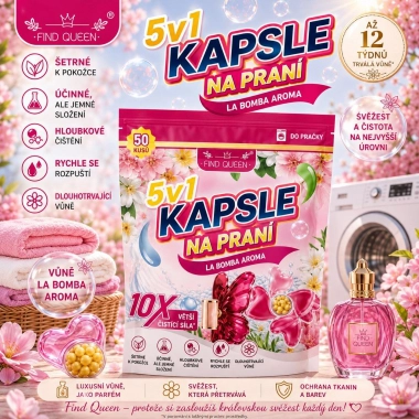 Find Queen 5v1 Kapsle na praní – La Bomba Aroma (50 ks)