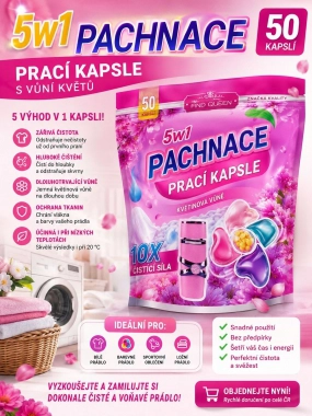 Pachnace 5v1 – Kapsle na praní Prací kapsle s vůní květů Yara (50 ks)