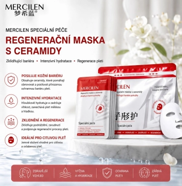 MERCILEN – Zklidňující plátýnková maska s ceramidy pro citlivou a podrážděnou pokožku