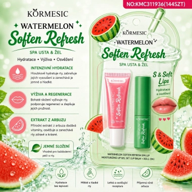 KORMESIC Watermelon Color-Changing – balzám na rty + lesk na rty (2 ks)