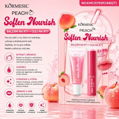 KORMESIC Peach Color-Changing – balzám na rty + lesk na rty (2 ks)