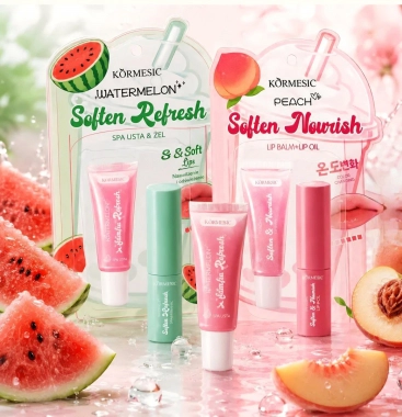 KORMESIC Peach Color-Changing – balzám na rty + lesk na rty (2 ks)