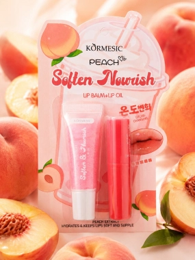 KORMESIC Peach Color-Changing – balzám na rty + lesk na rty (2 ks)