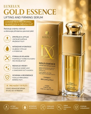 LUXELUX Gold Essence pleťové sérum s kolagenem a hydratačními složkami 30 ml