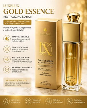 LUXELUX Gold Essence Revitalizing Lotion kolagenové revitalizační pleťové mléko 120 ml
