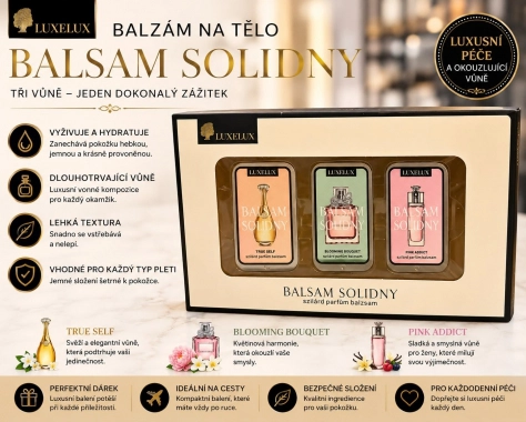 Luxelux sada tuhých parfémů do kabelky na palubu letadla (3 ks)