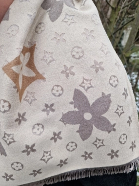 Dámský šál pashmina cashmere krémový se vzorem