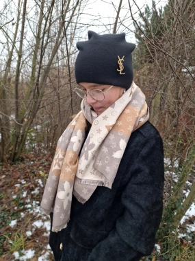 Dámský šál pashmina cashmere krémový se vzorem