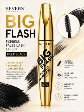 Revers Cosmetics Big Flash černá řasenka 12 ml